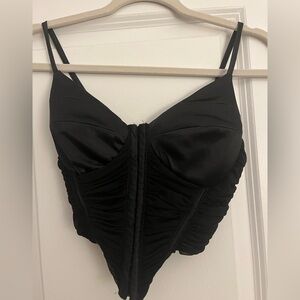 Fashion Nova Black Ruched Corset Top